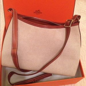Classic Vintage Hermes Canvas Shoulder Bag